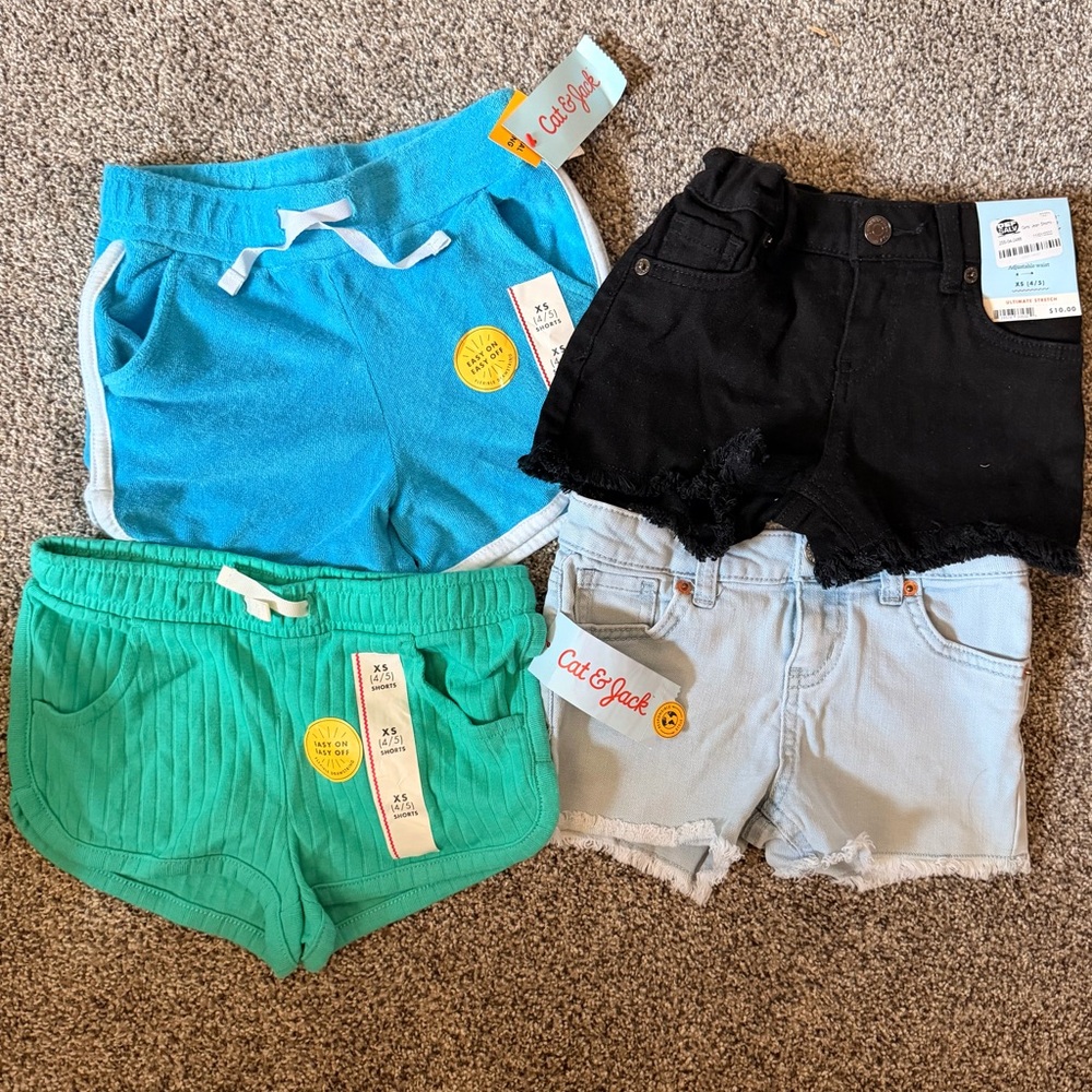 NEW Cat & Jack Girls Short Bundle SIZE XS 4/5